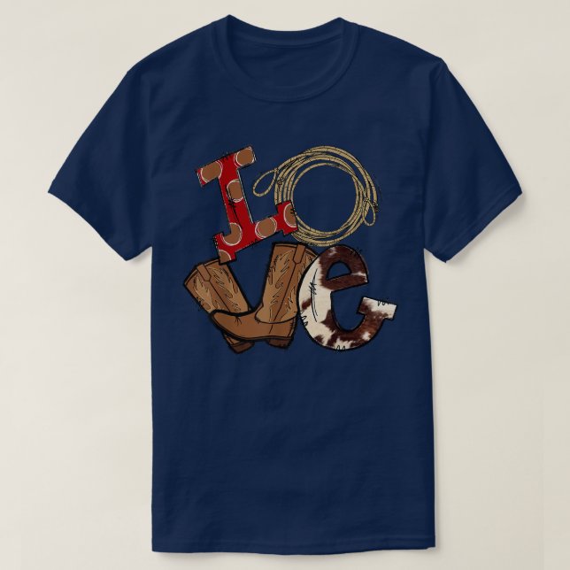 Retro Love Rodeo Cowboy Boots Lasso Western Countr T-Shirt (Design Front)