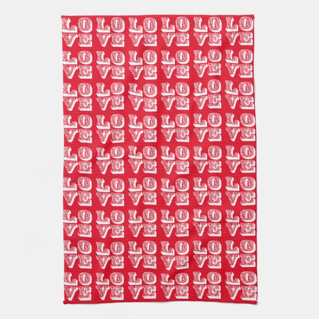 Retro LOVE Squares Towel (Vertical)