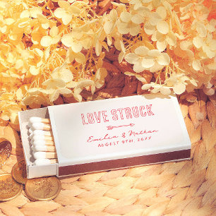 Retro Love Struck Hand Drawn Cupid Wedding Favor Matchboxes