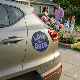 Retro Love Them Both Pro Life Car Magnet