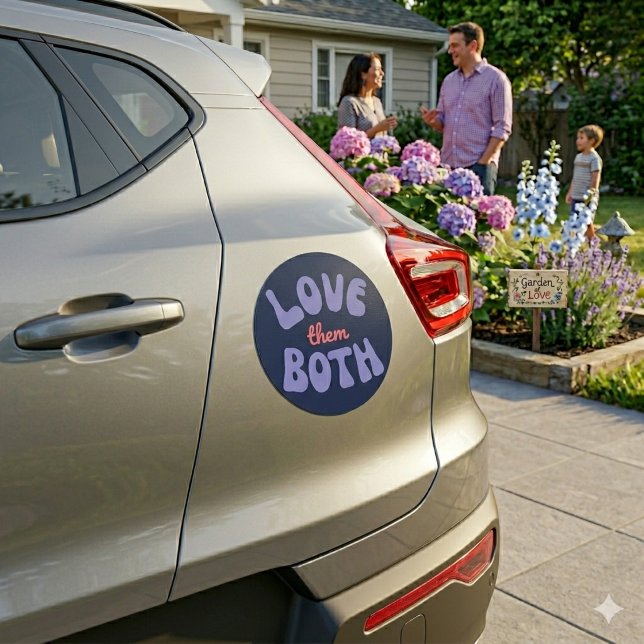 Retro Love Them Both Pro Life Car Magnet (Creator Uploaded)