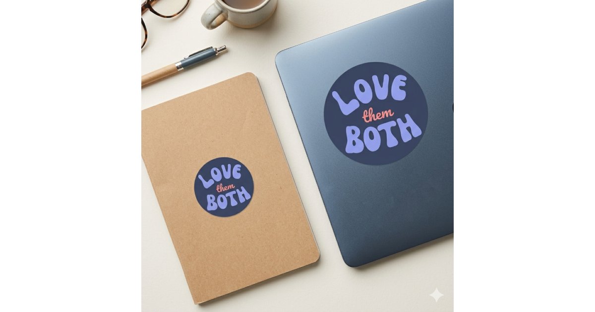 Retro Love Them Both Text Sticker | Zazzle