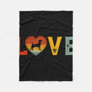 Retro Love Themed Jack Russell Terrier Dog Valenti Fleece Blanket