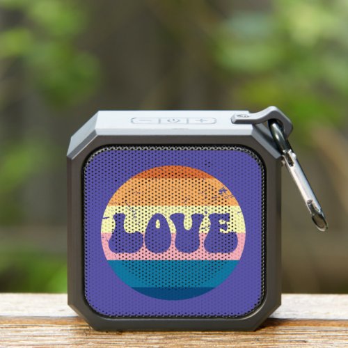 Retro Love Typography On Vintage Sunset Stripes Bluetooth Speaker