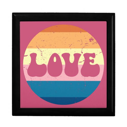 Retro Love Typography On Vintage Sunset Stripes Gift Box