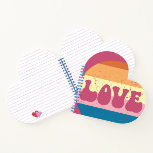 Retro Love Typography On Vintage Sunset Stripes Notebook