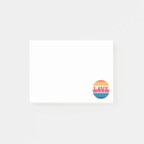 Retro Love Typography On Vintage Sunset Stripes Post_it Notes