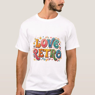 Retro Love Vintage Heart & Groovy Aesthetic T-Shir T-Shirt