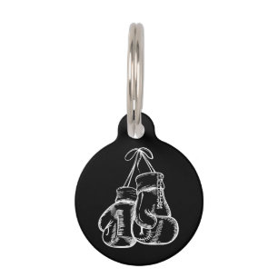 Retro Love White Boxing Gloves Gifts Boxer Gift Pet ID Tag