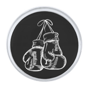 Retro Love White Boxing Gloves Gifts Boxer Gift Silver Finish Lapel Pin