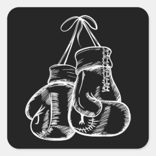 Retro Love White Boxing Gloves Gifts Boxer Gift Square Sticker