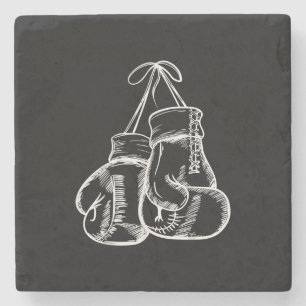 Retro Love White Boxing Gloves Gifts Boxer Gift  Stone Coaster