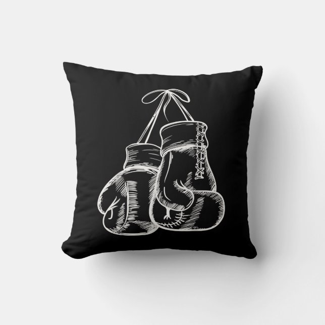 Retro Love White Boxing Gloves Gifts Boxer Gift  Throw Pillow (Front)