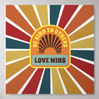 Retro “Love Wins” Kindness Quote Design Foam Core Photo Tile