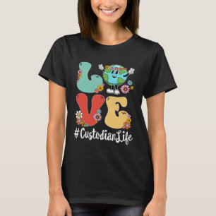 Retro Love World Earth Day 2023 Custodian Life T-Shirt