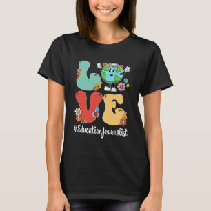 Retro Love World Earth Day 2023 Education Journali T-Shirt