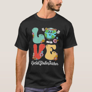 Retro Love World Earth Day 2023 Social Studies Tea T-Shirt