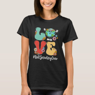 Retro Love World Earth Day 2023 Unit Secretary Cre T-Shirt