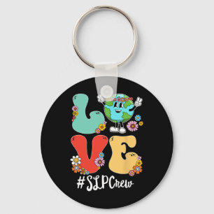 Retro Love World Earth Day Slp Crew  Keychain