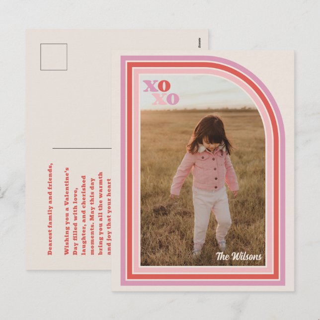 Retro Love XOXO Valentine's Day Photo Postcard (Front/Back)