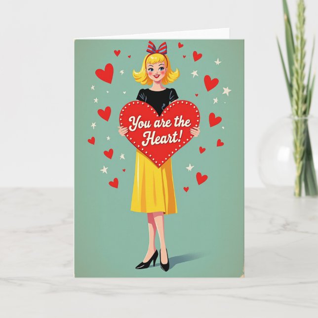 Retro Love You Are The Heart Card (Front)