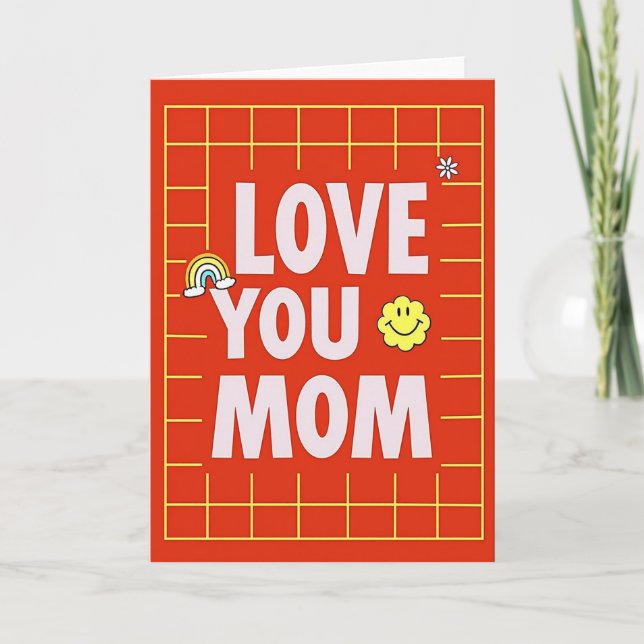Retro Love You Mom Art Card (Front)