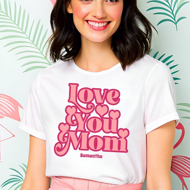 Retro Love You Mom Personalized Mothers Day Tri-Blend Shirt (Creator Uploaded)