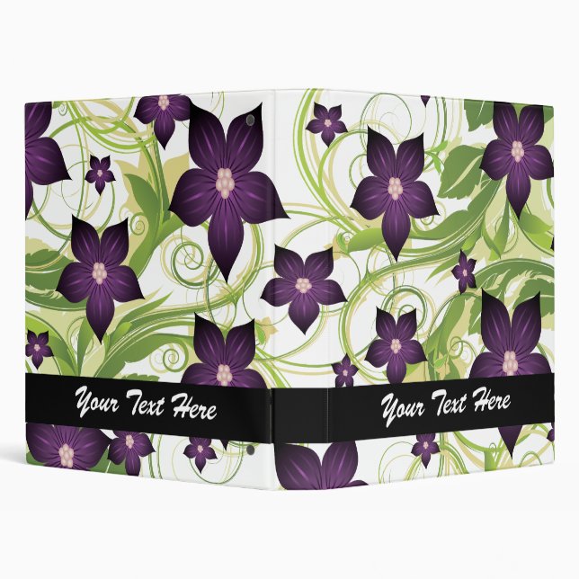 retro lovely purple flowers floral binder (Background)