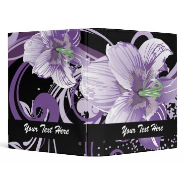 retro lovely purple flowers floral binder
