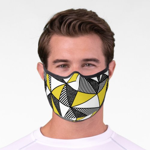 Retro Low Poly Geometric Pattern Premium Face Mask