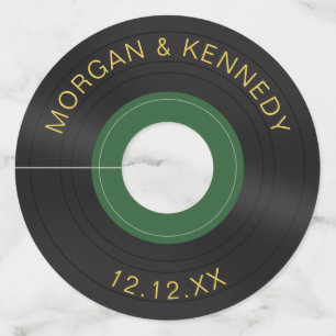 Retro LP Rock and Roll Wedding Wine Glass Tags