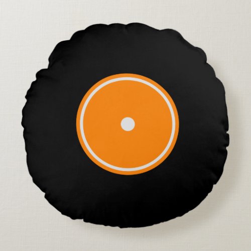 Retro LP Vinyl Record  Orange Round Cushion