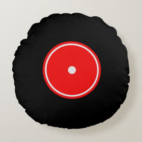Retro LP Vinyl Record  Red Round Cushion