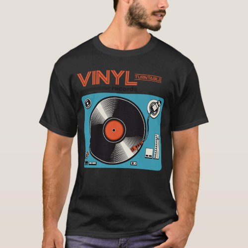 Retro LP Vinyl Record Turntable Player DJ Music Gi T_Shirt