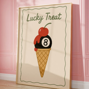 Retro Lucky 8 Ball Ice Cream Wall Art