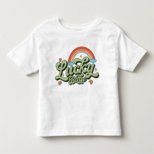 Retro Lucky Babe Rainbow St Patricks Day Toddler Toddler T_shirt