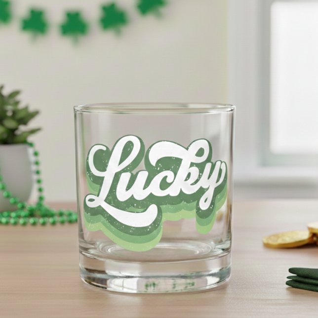 Retro Lucky Cool St Patrick's Day Whiskey Glass (Retro Lucky Cool St Patrick's Day Whiskey Glass)