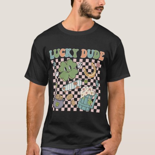 Retro Lucky Dude St Patricks Day T_Shirt