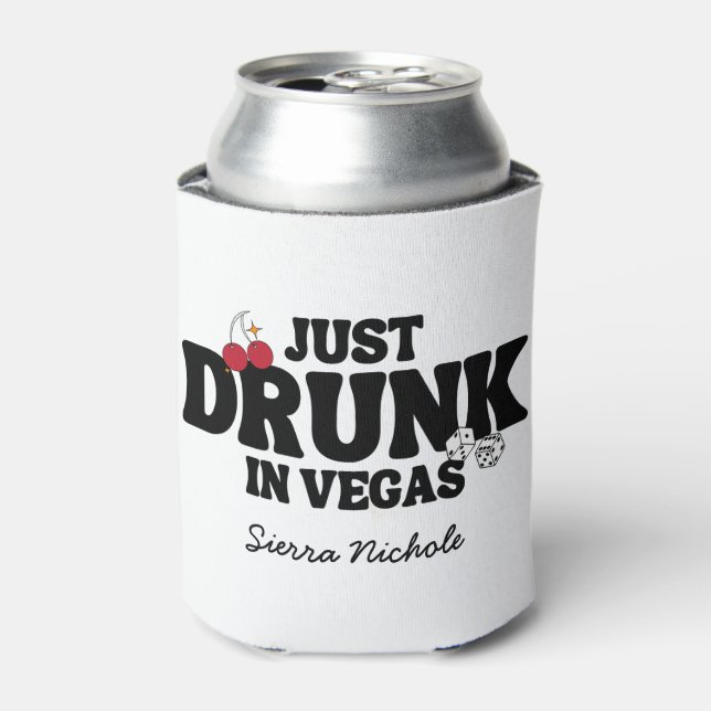 Retro Lucky In Love Vegas Bachelorette   Can Cooler (Can Front)