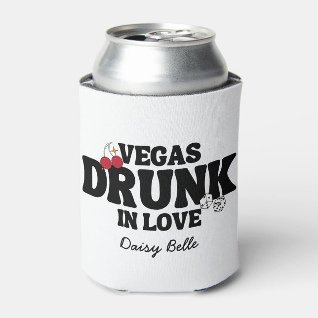 Retro Lucky In Love Vegas Bachelorette   Can Cooler (Can Front)