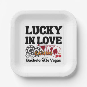 Retro Lucky In Love Vegas Bachelorette   Paper Plates