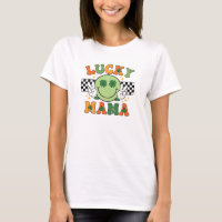 Retro Lucky Mama Smiley Face Shamrock Art