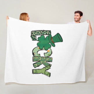 Retro Lucky Shamrock St. Patrick's Day Fleece Blanket