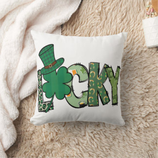 Retro Lucky Shamrock St. Patrick's Day Throw Pillow