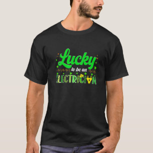 Retro Lucky To Be An Electrician Shamrock Irish Pa T-Shirt