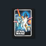 Retro Luke Skywalker, Leia, & Han Solo Theatrical Canvas Print<br><div class="desc">The ultimate "Old School" Star Wars look from Star Wars: Episode IV - A New Hope. This design recreates the classic silver-bordered cardback art that defined a generation. Featuring the original cast in their most heroic poses, it’s a timeless tribute to the saga's 1977 beginnings. Bold, colorful, and 100% authentic...</div>