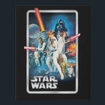 Retro Luke Skywalker, Leia, & Han Solo Theatrical Faux Canvas Print<br><div class="desc">The ultimate "Old School" Star Wars look from Star Wars: Episode IV - A New Hope. This design recreates the classic silver-bordered cardback art that defined a generation. Featuring the original cast in their most heroic poses, it’s a timeless tribute to the saga's 1977 beginnings. Bold, colorful, and 100% authentic...</div>