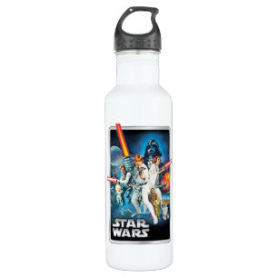 Retro Luke Skywalker, Leia, & Han Solo Theatrical Stainless Steel Water Bottle
