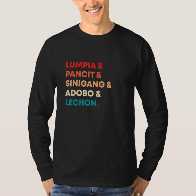 Retro Lumpia Pancit Sinigang Adobo Lechon Filipino T-Shirt (Front)