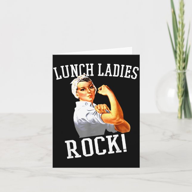 Retro Lunch Ladies Rock Cafeteria Worker Funny Lun Card (Front)
